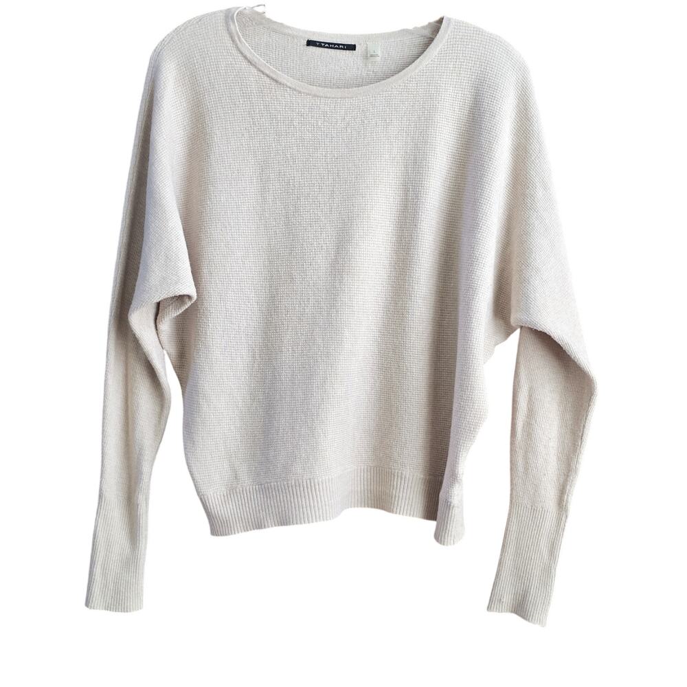 Tahari Women's Sweater Knit Dolman Sleeve Size L Beige